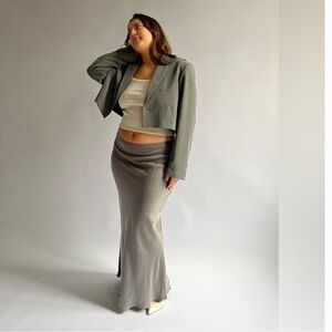 NWT Djerf Avenue Vision Elastic Waist Biased Cut Silky Maxi Skirt Size XL